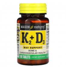 Mason Natural K2 Плюс D3 100 мкг/1000 МЕ 100 таблеток