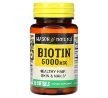 Для волос и ногтей Mason Natural, биотин, 5000 мкг, 60 капсул