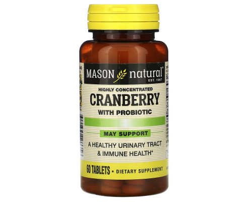 Mason Natural Высококонцентрированная клюква с пробиотиками 60 таблеток Mason Natural Высококонцентрированная клюква с пробиотиками 60 таблеток