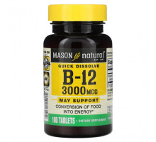 Витамины группы B Mason Natural, Витамин B12, 3000 мкг, 100 таблеток