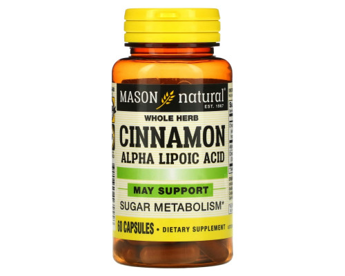 Mason Natural Cinnamon Alpha Lipoic Acid Complex 60 Capsules Mason Natural Cinnamon Alpha Lipoic Acid Complex 60 Capsules