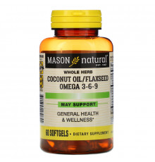 Mason Natural Coconut Oil / Flax Seed Omega 3-6-9 60 Softgels
