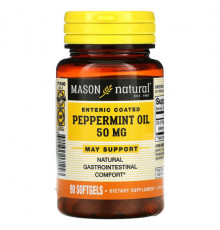 Зелень и зеленые овощи Mason Natural, Масло мяты перечной, 50 мг, 90 капсул