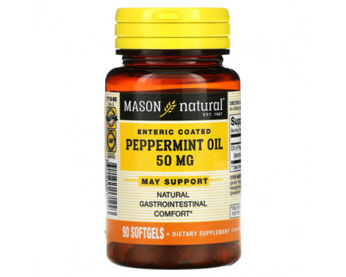 Зелень и зеленые овощи Mason Natural, Масло мяты перечной, 50 мг, 90 капсул Зелень и зеленые овощи Mason Natural, Масло мяты перечной, 50 мг, 90 капсул