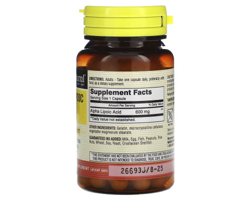 Mason Natural, Альфа-липоевая кислота, 600 мг, 30 капсул Mason Natural, Альфа-липоевая кислота, 600 мг, 30 капсул
