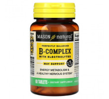Витамины группы B Mason Natural, идеально сбалансированный комплекс витаминов группы B с электролитами, 60 таблеток