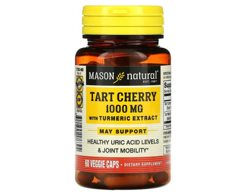 Mason Natural, Tart Cherry with Turmeric Extract, 1,000 mg, 60 Veggie Caps Mason Natural, Tart Cherry with Turmeric Extract, 1,000 mg, 60 Veggie Caps
