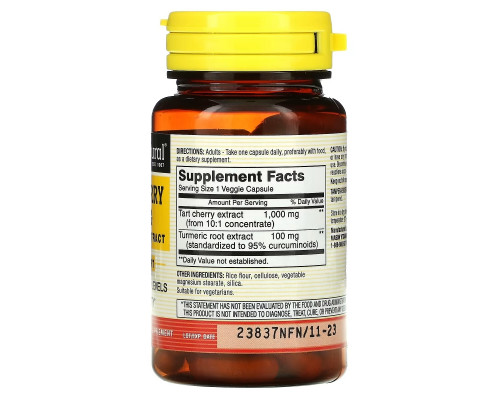 Mason Natural, Tart Cherry with Turmeric Extract, 1,000 mg, 60 Veggie Caps Mason Natural, Tart Cherry with Turmeric Extract, 1,000 mg, 60 Veggie Caps