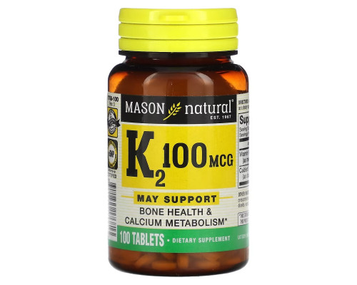 Mason Natural, Vitamin K2, 100 mcg, 100 Tablets Mason Natural, Vitamin K2, 100 mcg, 100 Tablets