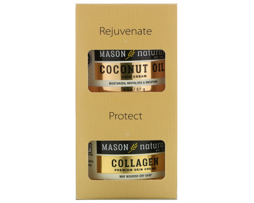 Mason Natural, Coconut Oil Beauty Cream + Collagen Beauty Cream, 2 pack, 2 oz (57 g) Each Mason Natural, Coconut Oil Beauty Cream + Collagen Beauty Cream, 2 pack, 2 oz (57 g) Each