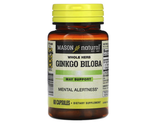 Mason Natural, экстракт гинкго билоба из цельного растения, 60 капсул Mason Natural, экстракт гинкго билоба из цельного растения, 60 капсул