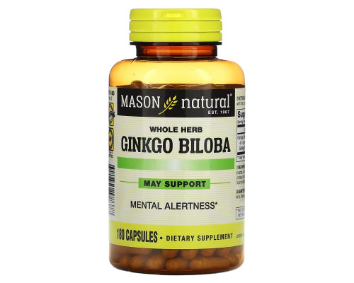 Mason Natural, Whole Herb Ginkgo Biloba, 180 Capsules Mason Natural, Whole Herb Ginkgo Biloba, 180 Capsules