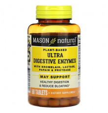 Для пищеварительной системы Mason Natural, Растительные ультрапищеварительные ферменты, 60 таблеток
