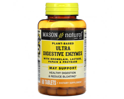 Для пищеварительной системы Mason Natural, Растительные ультрапищеварительные ферменты, 60 таблеток Для пищеварительной системы Mason Natural, Растительные ультрапищеварительные ферменты, 60 таблеток