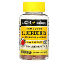 Mason Natural, Sambucus Elderberry with Echinacea & Propolis, Raspberry Flavor, 60 Gummies