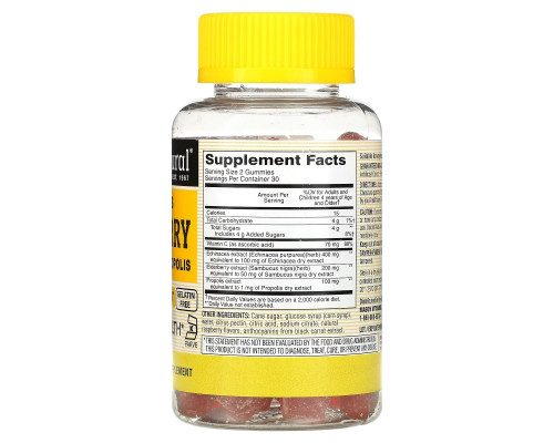 Mason Natural, Sambucus Elderberry with Echinacea & Propolis, Raspberry Flavor, 60 Gummies Mason Natural, Sambucus Elderberry with Echinacea & Propolis, Raspberry Flavor, 60 Gummies