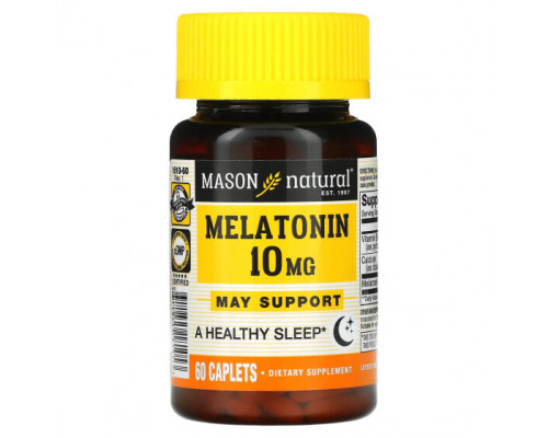 БАДы Mason Natural, Мелатонин, 10 мг, 60 капсул БАДы Mason Natural, Мелатонин, 10 мг, 60 капсул