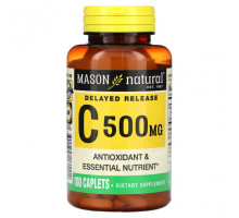 Витамин C Mason Natural, Витамин C, с замедленным высвобождением, 500 мг, 100 капсул