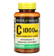 Витамин C Mason Natural, Витамин C с шиповником и цинком, 1000 мг, 100 капсул