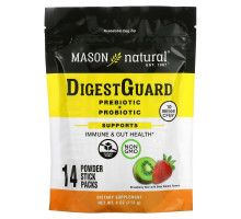 Mason Natural, DigestGuard, Prebiotic + Probiotic, Strawberry Kiwi, 14 Powder Stick Packs