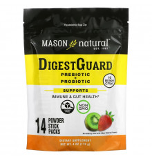 Mason Natural, DigestGuard, Prebiotic + Probiotic, Strawberry Kiwi, 14 Powder Stick Packs