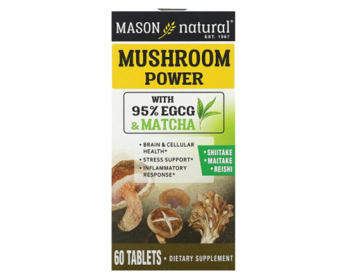 Грибы Mason Natural, Mushroom Power, 60 таблеток Грибы Mason Natural, Mushroom Power, 60 таблеток