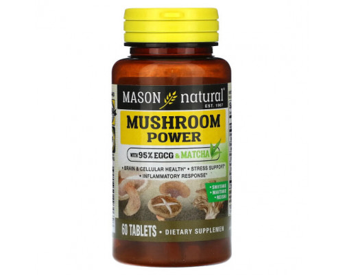 Грибы Mason Natural, Mushroom Power, 60 таблеток Грибы Mason Natural, Mushroom Power, 60 таблеток