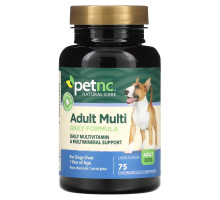 petnc NATURAL CARE, Природная забота о питомцах, ежедневная мульти формула для взрослых, вкус печени, 75 жевательных драже