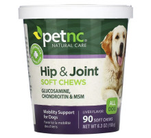 petnc NATURAL CARE, добавка для здоровья суставов у собак, со вкусом печени, 90 жевательных таблеток, 180 г (6,3 унции)