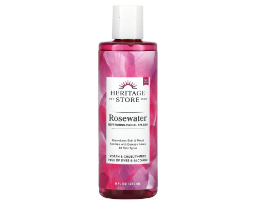 Heritage Store, Розовая вода, с лепестками роз, 8 жидких унций (240 мл)