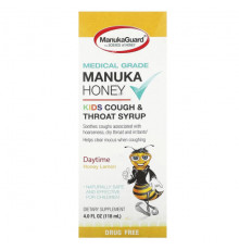 Детское здоровье ManukaGuard, Manuka Honey, детский сироп от кашля и горла, дневной, с медом и лимоном, 118 мл (4 жидк. Унции)