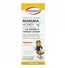 Детское здоровье ManukaGuard, Manuka Honey, детский сироп от кашля и горла, для приема перед сном, мед и лимон, 118 мл (4 жидк. Унции)