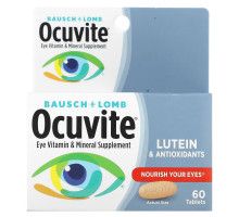 Bausch & Lomb Ocuvite, С Лютеином, Глазные витамины и минеральное дополнение, 60 Таблеток