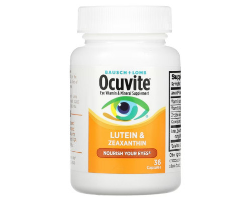 Bausch & Lomb Ocuvite, Лютеин и Зеаксантин, 36 Капсул Bausch & Lomb Ocuvite, Лютеин и Зеаксантин, 36 Капсул