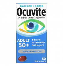 Bausch & Lomb Ocuvite, Adult 50 +, Eye Vitamin & Mineral Supplement, 50 Soft Gels