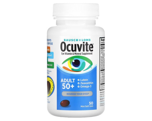 Bausch & Lomb Ocuvite, Adult 50 +, Eye Vitamin & Mineral Supplement, 50 Soft Gels Bausch & Lomb Ocuvite, Adult 50 +, Eye Vitamin & Mineral Supplement, 50 Soft Gels