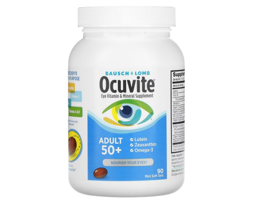 Bausch & Lomb Ocuvite, Eye Vitamin & Mineral Supplement, Adult 50+, 90 Soft Gels Bausch & Lomb Ocuvite, Eye Vitamin & Mineral Supplement, Adult 50+, 90 Soft Gels