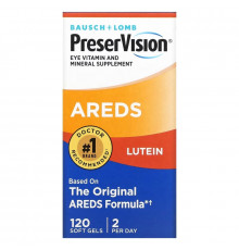Bausch & Lomb PreserVision, AREDS Lutein, Eye Vitamin & Mineral Supplement, 120 Soft Gels