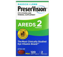 Bausch & Lomb PreserVision, AREDS 2 Formula, Eye Vitamin & Mineral Supplement, 120 Soft Gels