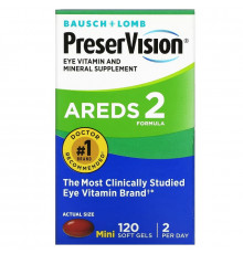 Bausch & Lomb PreserVision, AREDS 2 Formula, Eye Vitamin & Mineral Supplement, 120 Soft Gels