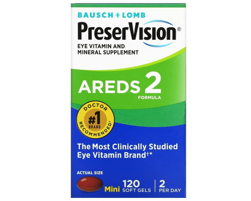 Bausch & Lomb PreserVision, AREDS 2 Formula, Eye Vitamin & Mineral Supplement, 120 Soft Gels Bausch & Lomb PreserVision, AREDS 2 Formula, Eye Vitamin & Mineral Supplement, 120 Soft Gels