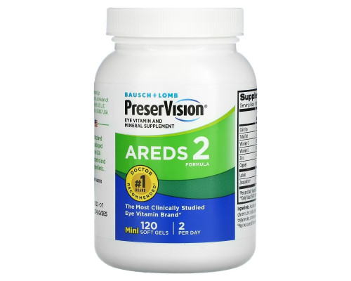 Bausch & Lomb PreserVision, AREDS 2 Formula, Eye Vitamin & Mineral Supplement, 120 Soft Gels Bausch & Lomb PreserVision, AREDS 2 Formula, Eye Vitamin & Mineral Supplement, 120 Soft Gels
