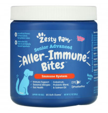 Zesty Paws, Senior Advanced Aller-Immune Bites for Dogs, Immune System, Salmon, 90 Soft Chews, 12.7 oz (360 g)