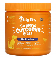 Zesty Paws, Turmeric Curcumin Bites, добавка для собак, со вкусом бекона, 90 мягких жевательных таблеток