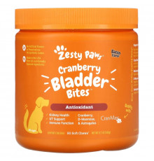 Zesty Paws, Cranberry Bladder Bites for Dogs, Antioxidant, All Ages, Bacon, 90 Soft Chews, 12.7 oz (360 g)