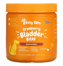 Zesty Paws, Cranberry Bladder Bites, добавка для собак с антиоксидантами, для любого возраста, со вкусом курицы, 90 мягких жевательных таблеток, 360 г (12,7 унции)