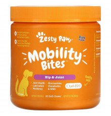 Zesty Paws, Укусы для передвижения для собак, бедра и суставы, для всех возрастов, со вкусом утки, 90 мягких жевательных кусочков, 12,7 унции (360 г)