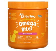 Zesty Paws, Omega Bites, добавка для собак, для любого возраста, со вкусом курицы, 90 мягких жевательных таблеток