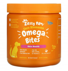 Zesty Paws, Omega Bites, добавка для собак, для любого возраста, со вкусом курицы, 90 мягких жевательных таблеток