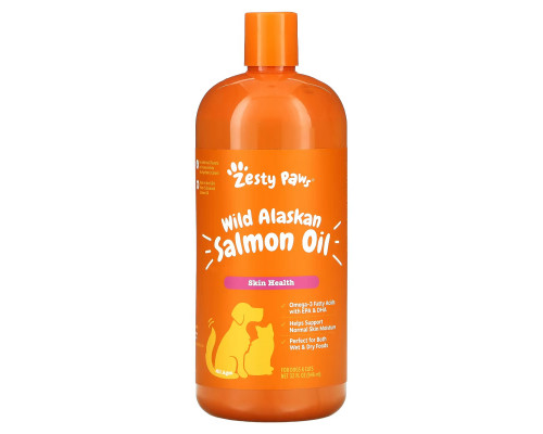 Zesty Paws, Wild Alaskan Salmon Oil for Dogs & Cats, Skin Health, All Ages, 32 fl oz (946 ml) Zesty Paws, Wild Alaskan Salmon Oil for Dogs & Cats, Skin Health, All Ages, 32 fl oz (946 ml)
